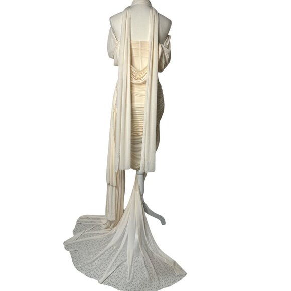 Deme by Gabriella Marianna Dress in Off White Small New Womens Scarf Mini - Picture 10 of 15